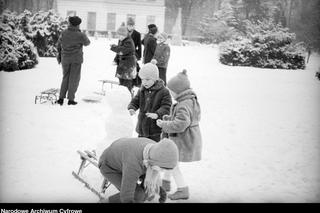 Łazienki Królewskie pod śniegiem.
