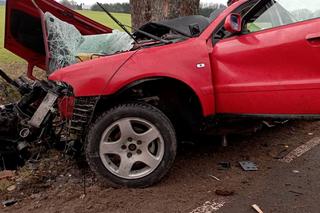 Wypadek z jak z koszmaru pod Człuchowem! 39-latek zginął w zmasakrowanym audi [ZDJĘCIA]