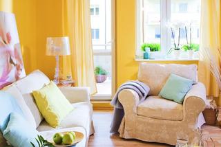 żółty kolor w salonie