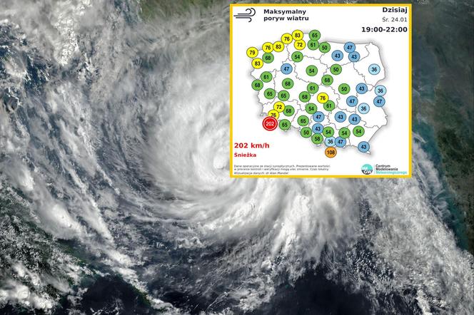 Totalna wichura w Polsce. Powyżej 200 km/h. Najsilniejsze porywy na świecie