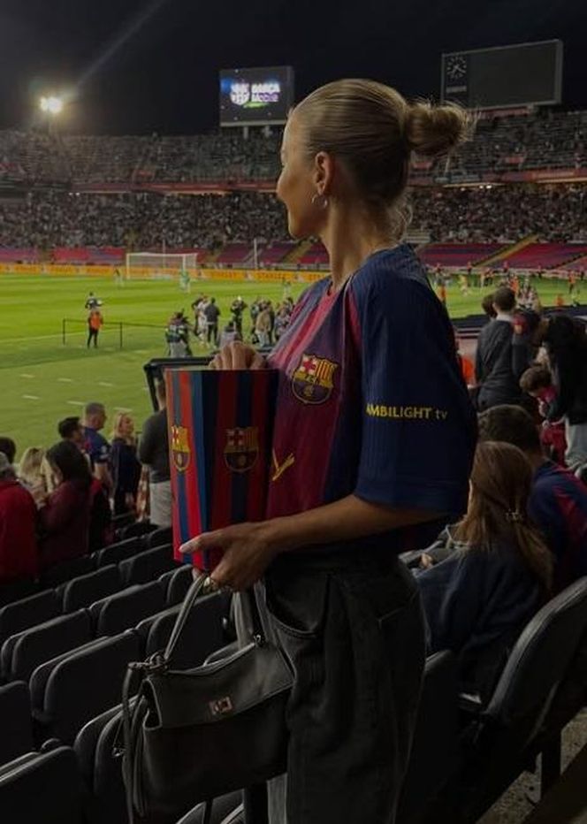 Anna Lewandowska na meczu Barcelony