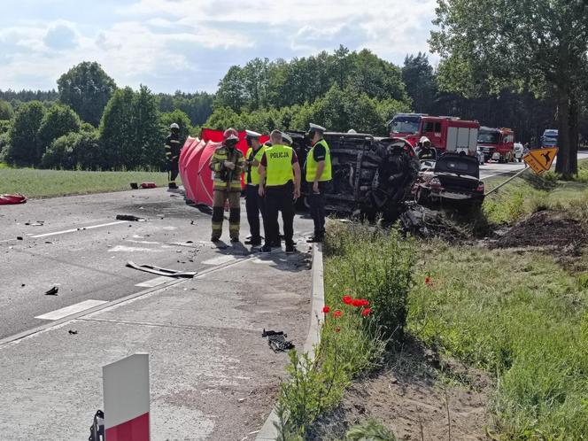 Fatalne skutki wyprzedzania! Uderzone auto stanęło w płomieniach. Zginęła jedna osoba