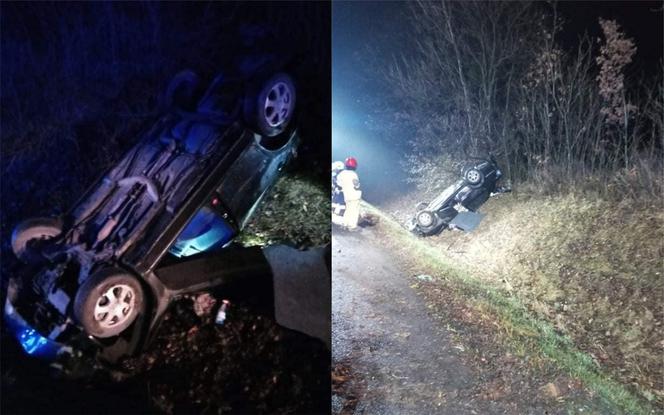 Poważny wypadek w gminie Obrowo koło Torunia. Auto dachowało