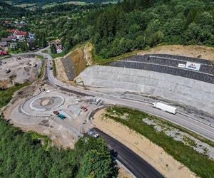 Plac budowy S1 Przybędza - Milówka, sierpień 2024