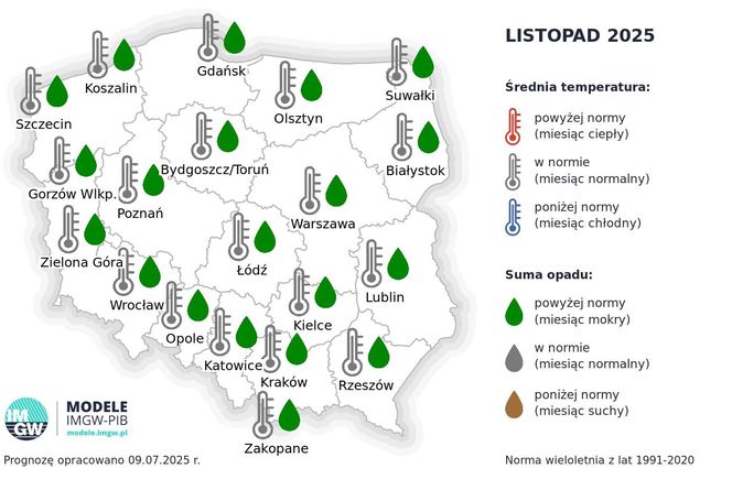 Pogoda długoterminowa IMGW na jesień 2025