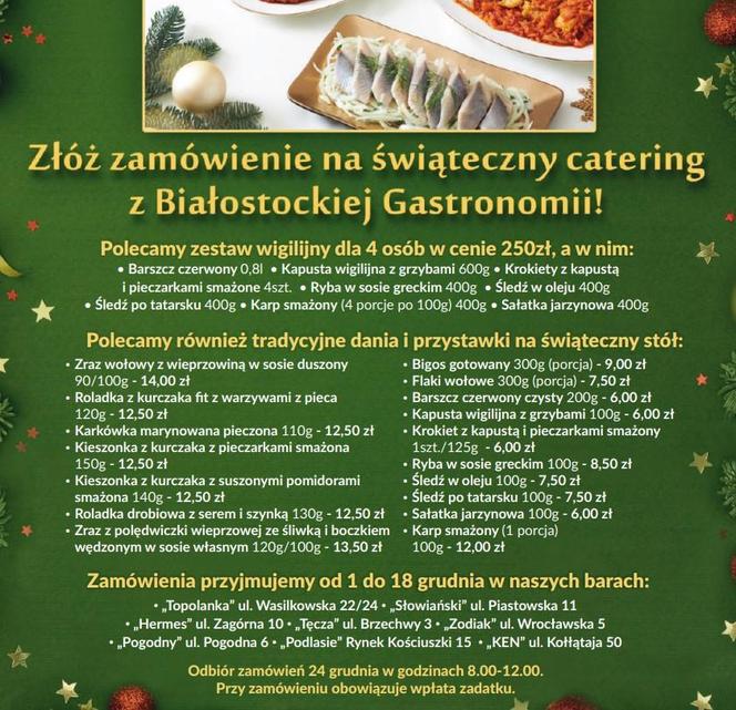 Catering świąteczny PSS Społem Białystok