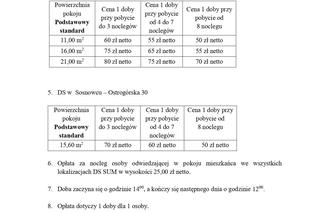 Cennik akademików Śląskiego Uniwersytetu Medycznego