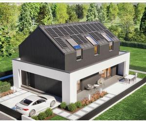 Dom mieszkalny jednorodzinny z poddaszem użytkowym zaprojektowany w technologii tradycyjnej, niskoenergetyczny, o powierzchni użytkowej 120 m²