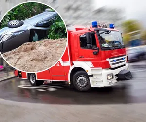 Auto runęło z wiaduktu! Niesłychany wypadek w Łodzi 