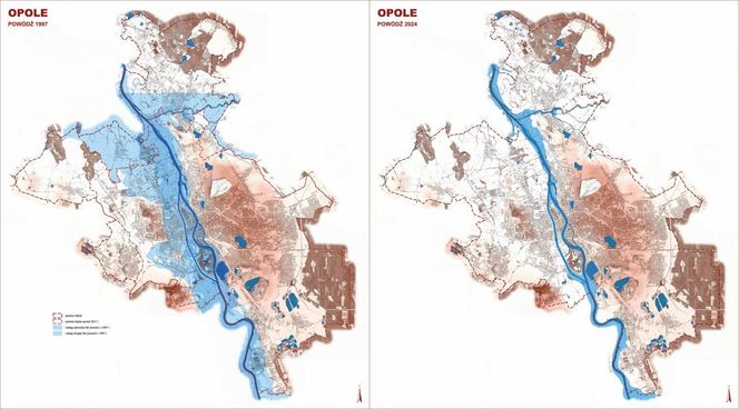 Pokazał mapy, na których zaznaczono, gdzie woda dotarła w 1997 i 2024 roku.