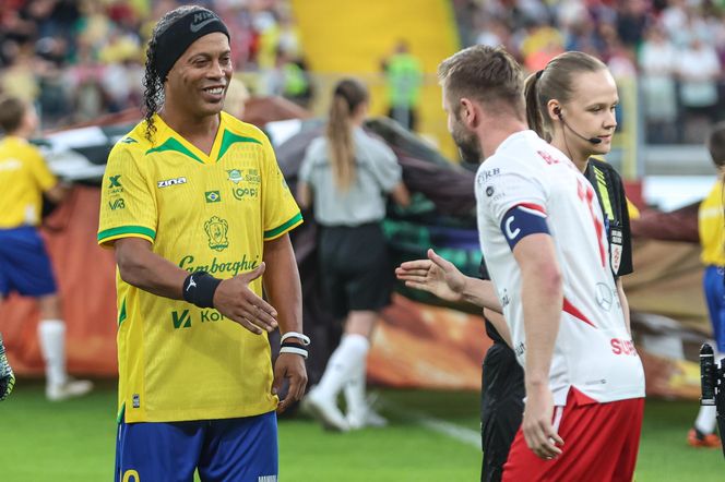 Ronaldinho na Stadionie Śląskim w meczu gwiazd Polska - Brazylia