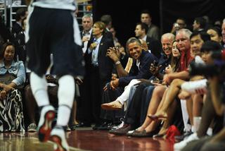 Londyn 2012. Barack Obama gościł na meczu koszykarzy szykujacych się do Olimpiady