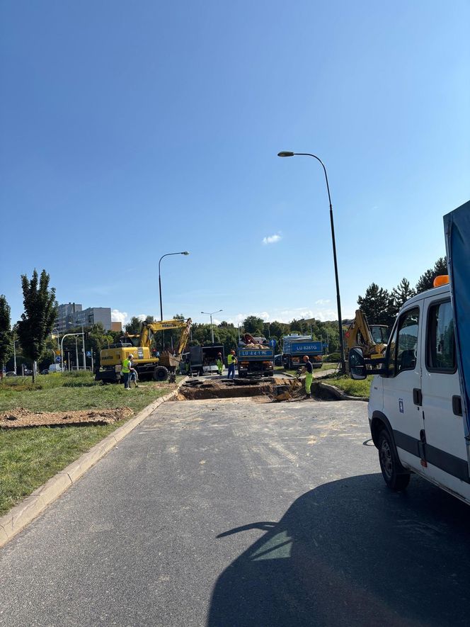 Zapadła się ulica w Lublinie. Występują utrudnienia w ruchu