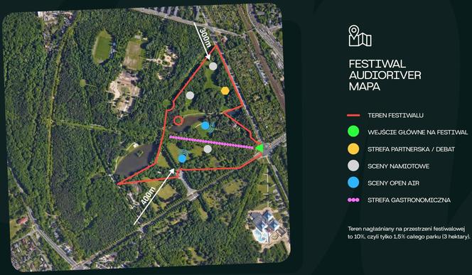 Mapa Festiwalu Audioriver w parku na Zdrowiu