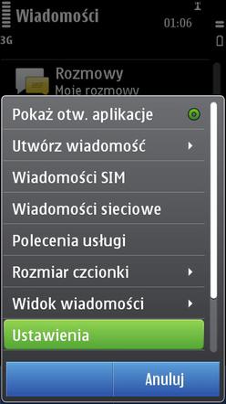 Nokia N8. Jak włączyć odbiór raportów, potwierdzenie doręczenia wiadomości