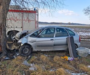 Tragiczny finał wypadku w powiecie rawickim. Nie żyje 39-latek, który uderzył samochodem w drzewo [ZDJĘCIA]