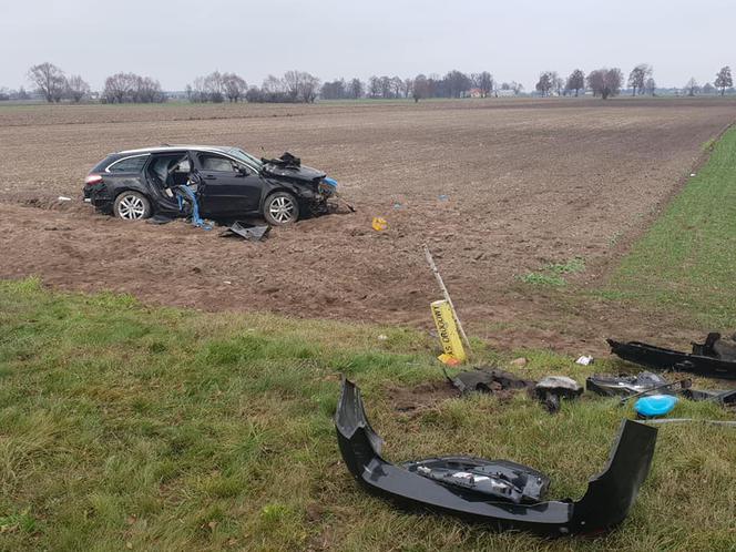 Płock: Dwie osoby POWAŻNIE RANNE w dachowaniu auta! Interweniował helikopter LPR [ZDJĘCIA]