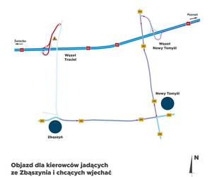 Utrudnienia na wjeździe A2 w Trzcielu. Kierowcy, zapamiętajcie ten objazd