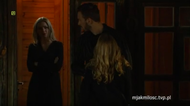 M jak miłość. Joasia (Barbara Kurdej-Szatan), Leszek Krajewski (Sławek Uniatowski), Nina (Agnieszka Judycka)