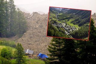 SZOK! Kamienna lawina pogrzebała piękną alpejską wioskę. Wstrząsające nagrania! To katastrofa
