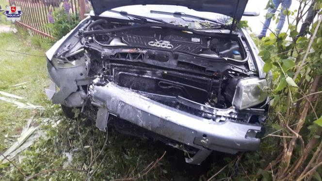 Rozbił mocne Audi RS6 Avant na płocie