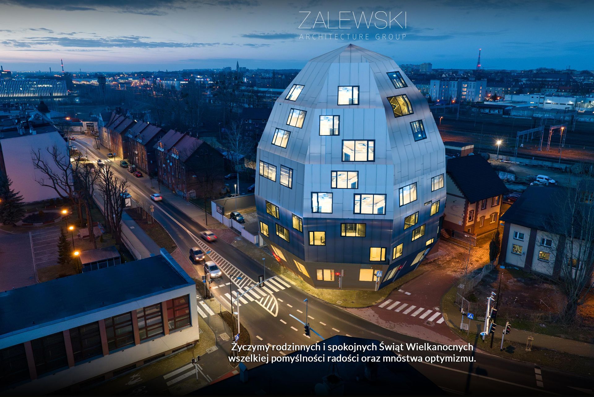 Kamienica w Gliwicach na świątecznej kartce pracowni 