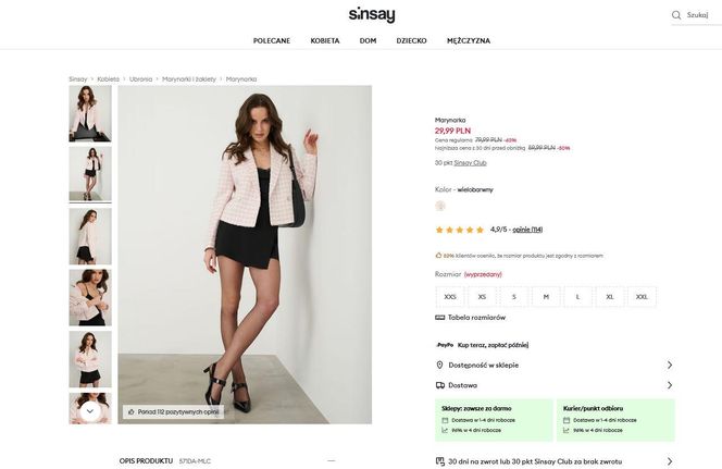 Marynarki i żakiety Sinsay