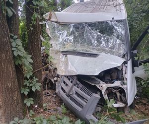 Bus rozbił się na drzewie. Wielu poszkodowanych, śmigłowiec LPR w akcji