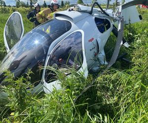 Wypadek pod Łodzią. Wiatrakowiec runął na ziemię. LPR zabrało mężczyznę [ZDJĘCIA].