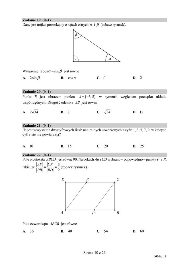 ARKUSZE CKE - Matura matematyka - poziom podstawowy 9.06.2020