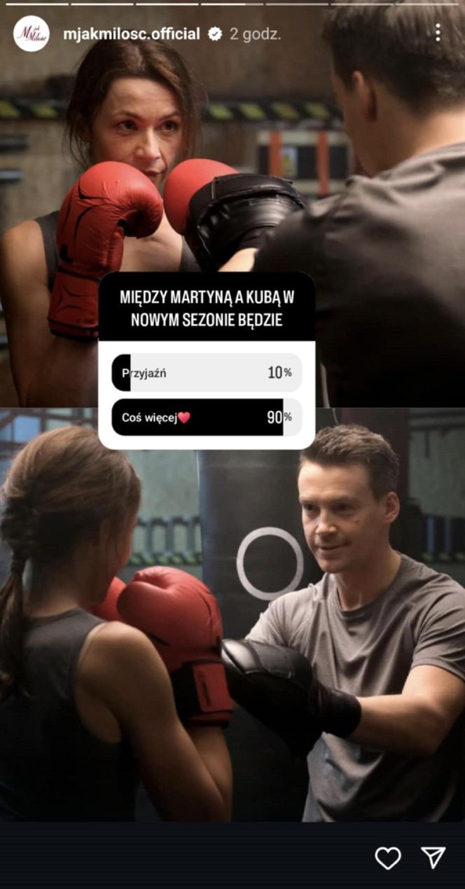 M jak miłość na planie. Martyna (Magdalena Turczeniewicz), Jakub (Krzysztof Kwiatkowski) 