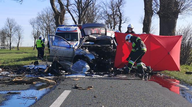 Tragedia pod Nakłem. Kierowca roztrzaskał się na drzewie