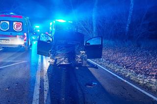 Przerażające zdjęcia z miejsca wypadku w pow. opolskim. Auto całkowicie zniszczyło przystanek