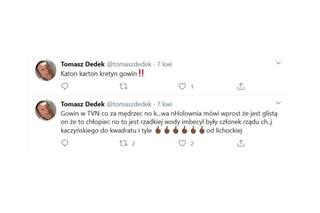 Tomasz Dedek publikuje niepokojące posty na Twitterze