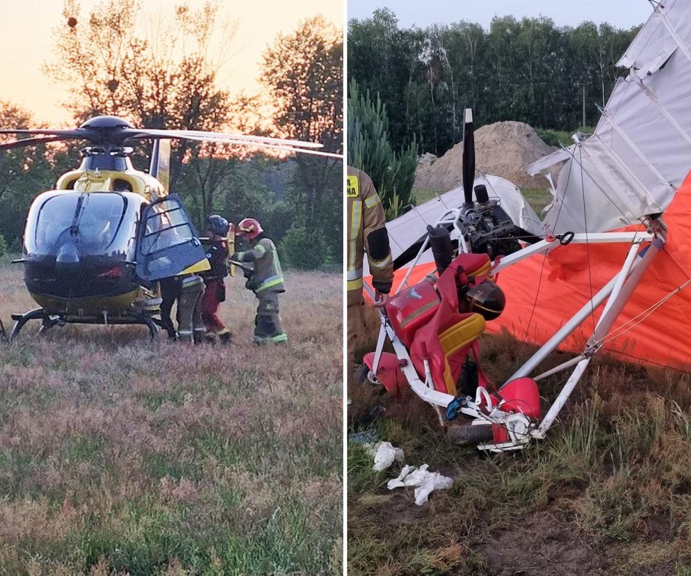 Motolotnia runęła na ziemię. Pilot w stanie ciężkim