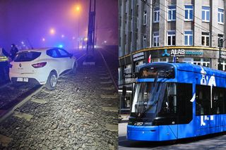 Rajd po torowisku tramwajowym w Krakowie. Jechała pod prąd. Mamy chyba rekord