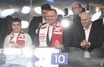 Karol Nawrocki na meczu Polska - Finlandia