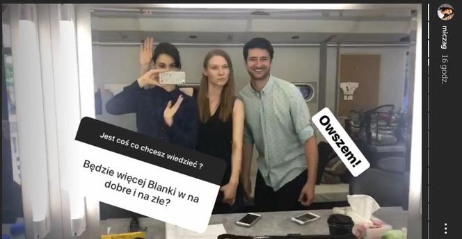 Pola Gonciarz, Katarzyna Dąbrowska i Grzegorz Daukszewicz na planie "Na dobre i na złe"