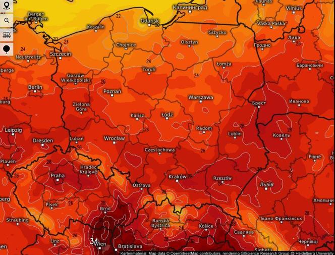 Mapa gorąca w Polsce 10 września 2024