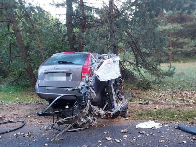 Śmiertelny wypadek pod Łaskiem! 20-latek zginął w zmiażdżonej kii [ZDJĘCIA]