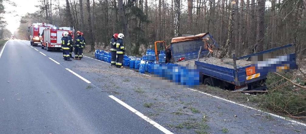 Wypadek ciężarówki pod Żninem