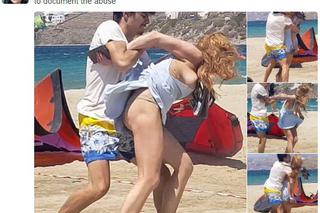 Lindsay Lohan pobita przez partnera na plaży