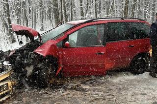 Czołowe zderzenie na DW 214 w Pałubicach. W wypadku poszkodowanych zostało pięć osób