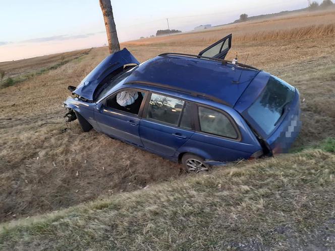 Kierowca BMW wypadł z drogi na zakręcie. Samochód uderzył w drzewo [ZDJECIA]