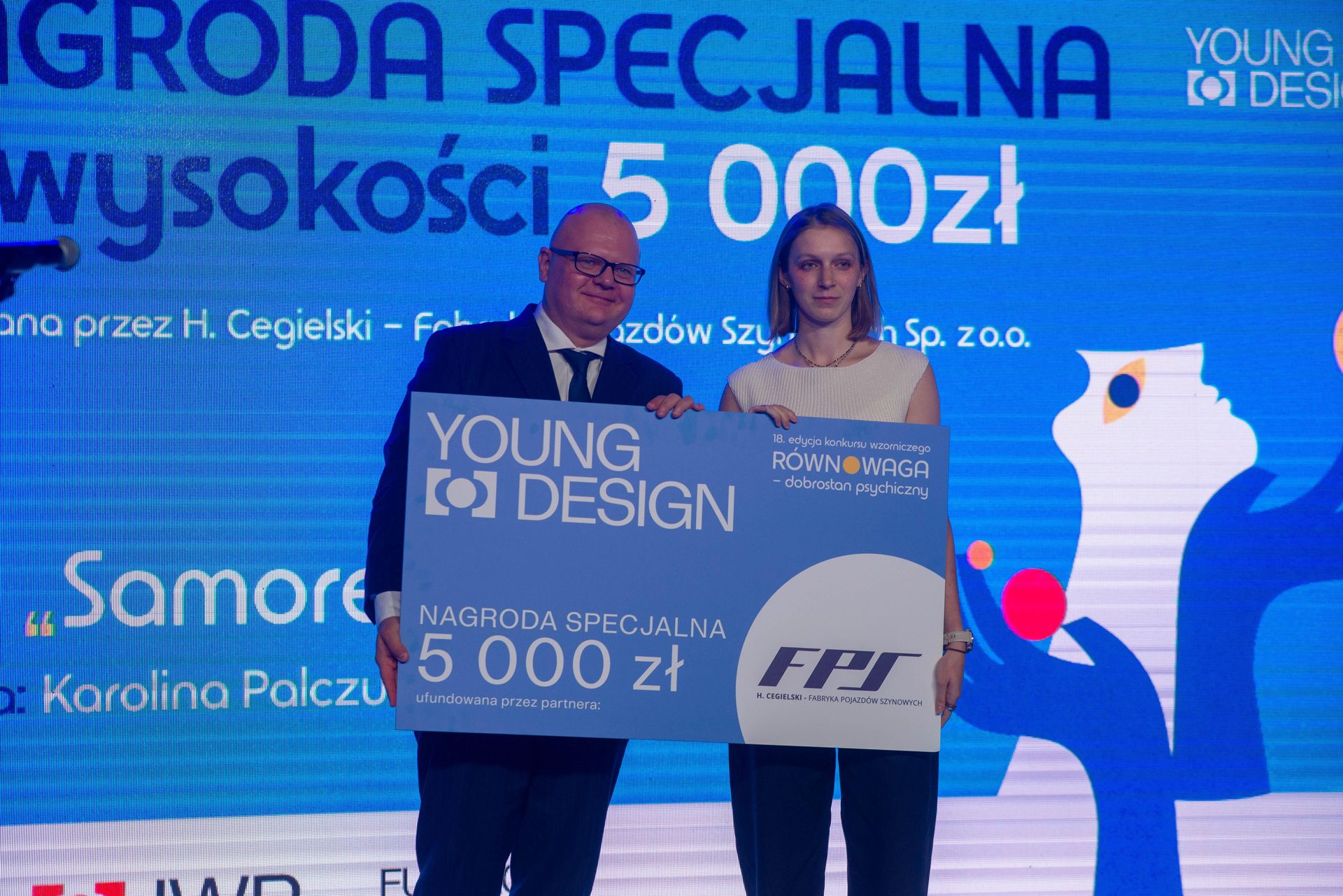 Nagrodę ufundowaną przez partnera H. Cegielski – Fabryka Pojazdów Szynowych w wysokości 5 000 zł otrzymała:  Karolina Palczuk za projekt “Samoregulacja Qi”