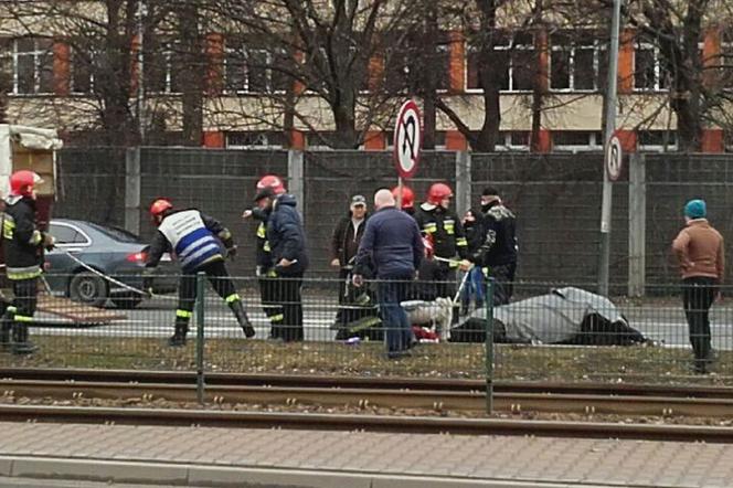 Ul. Monte Cassino zablokowana. Na jezdni leży koń dorożkarski