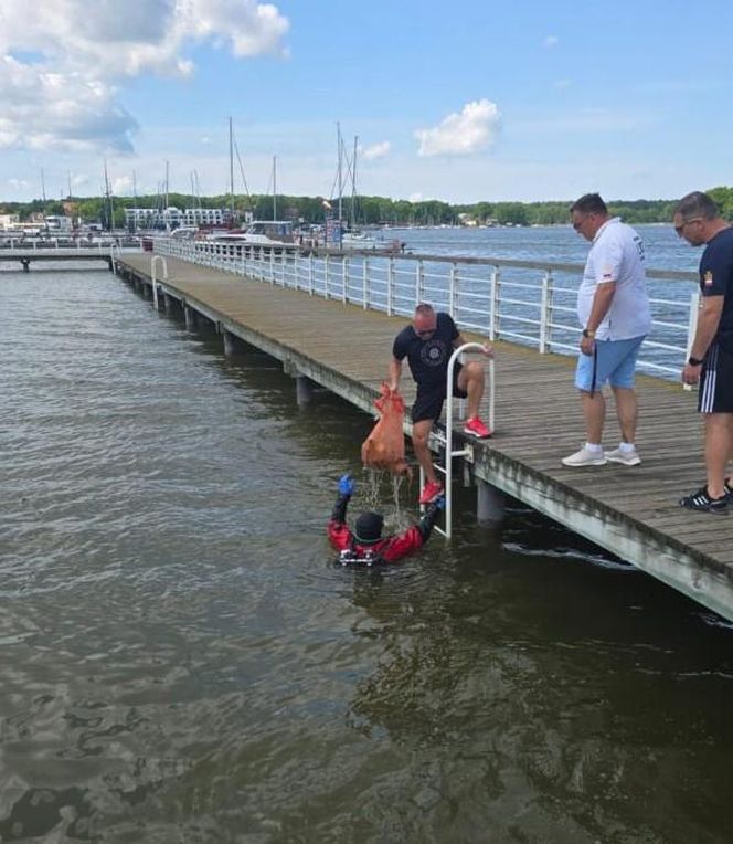 Płetwonurkowie oczyszczali plaże w Iławie. W wodzie masa śmieci