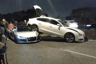 Bałwan w Audi R8: przesadził z przyspieszeniem i dzwon - WIDEO