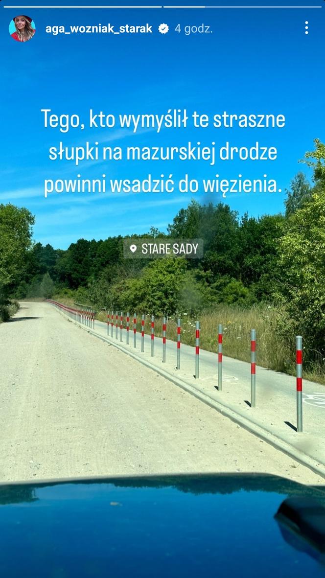 Agnieszka Woźniak-Starak oburzona widokiem na mazurskiej drodze
