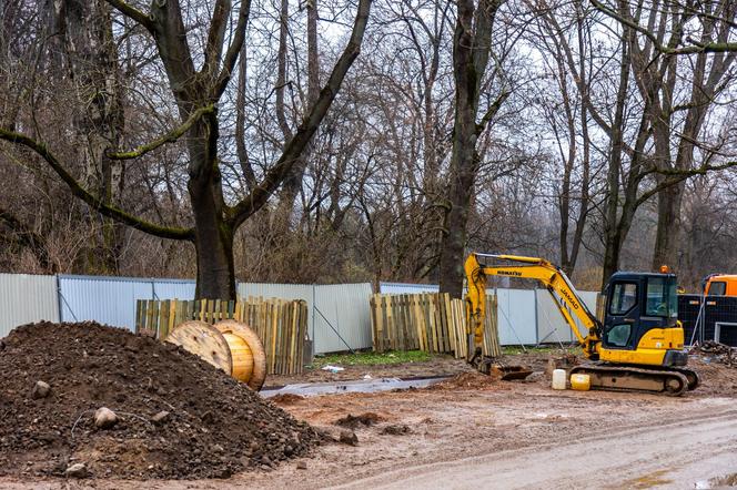 Remont parku Skaryszewskiego w Warszawie na początku marca 2024 r.